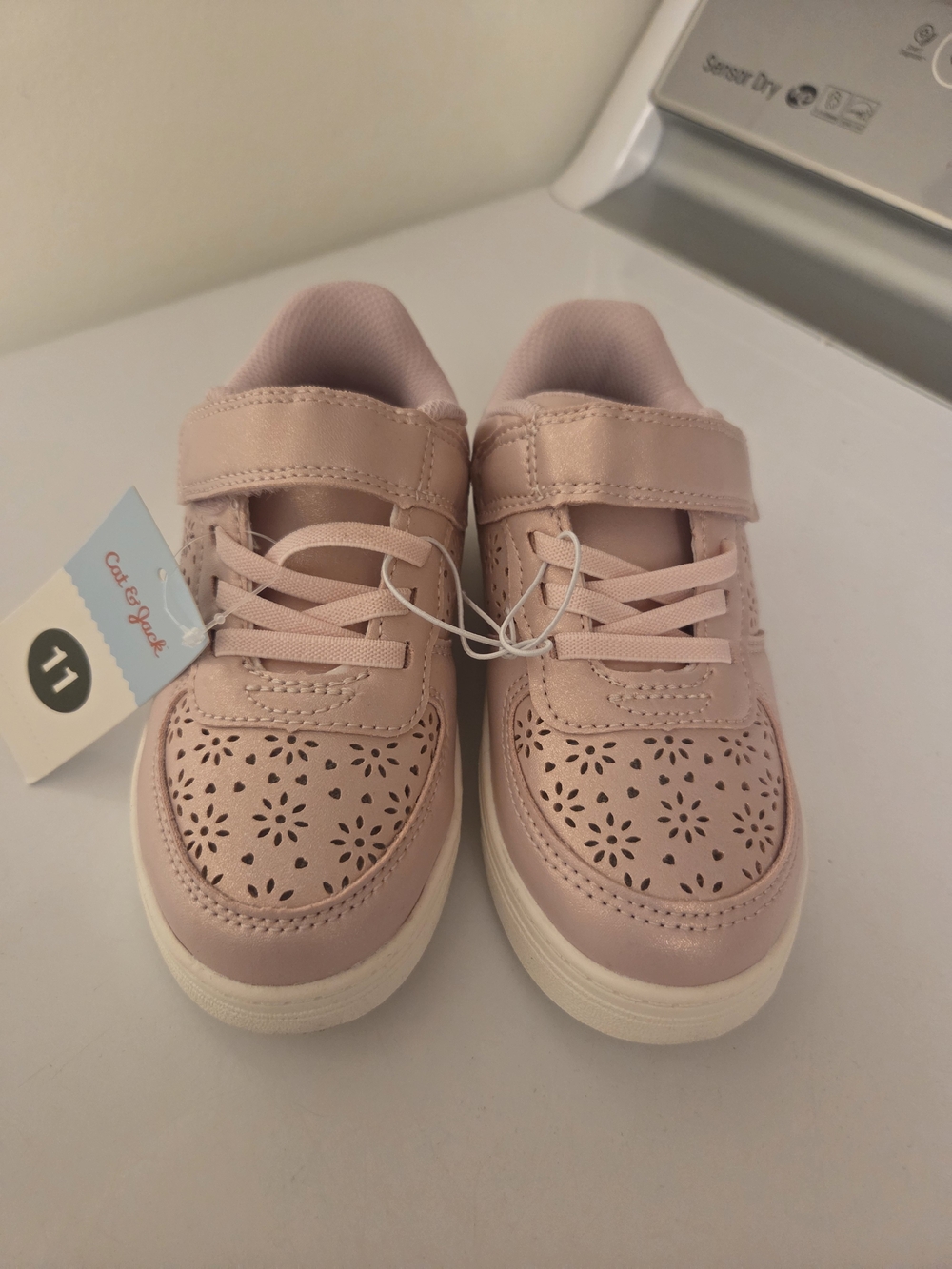 Cat & Jack Pink Floral Cutout Hook-and-Loop Sneakers